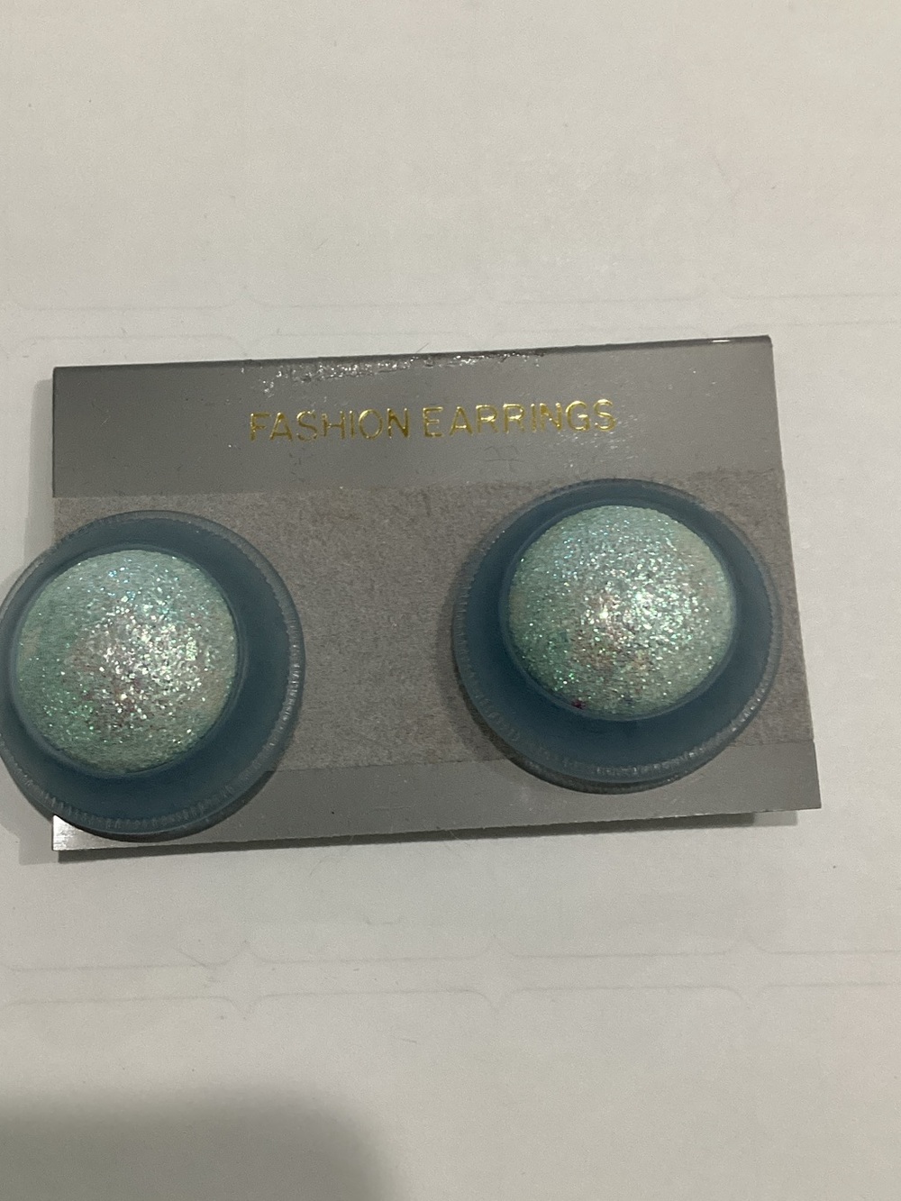 Sparkling Aqua Dome clip on Earrings - Fashion Earrings